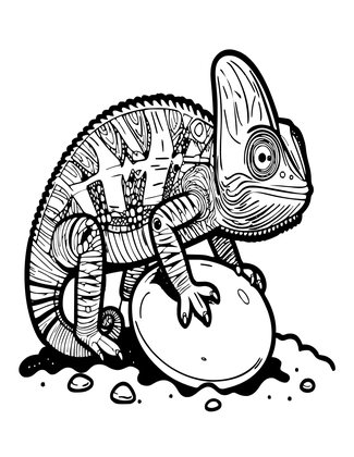 Chameleon Hatching - Free printable coloring page