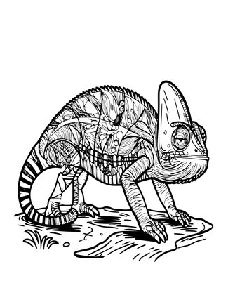 Oustalet's Chameleon - Free printable coloring page
