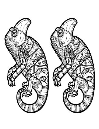 Twin Chameleons - Free printable coloring page