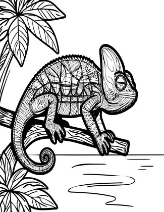 Chameleon Sunset - Free printable coloring page