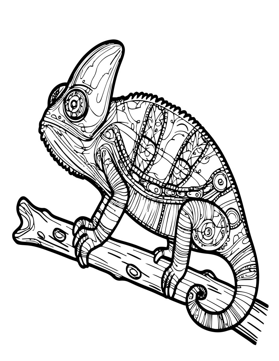 Veiled Chameleon - free printable coloring page