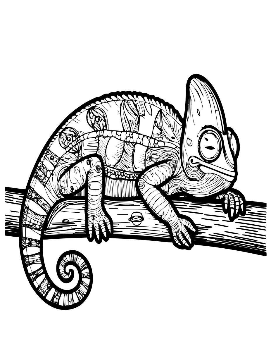 Chameleon at Night - free printable coloring page