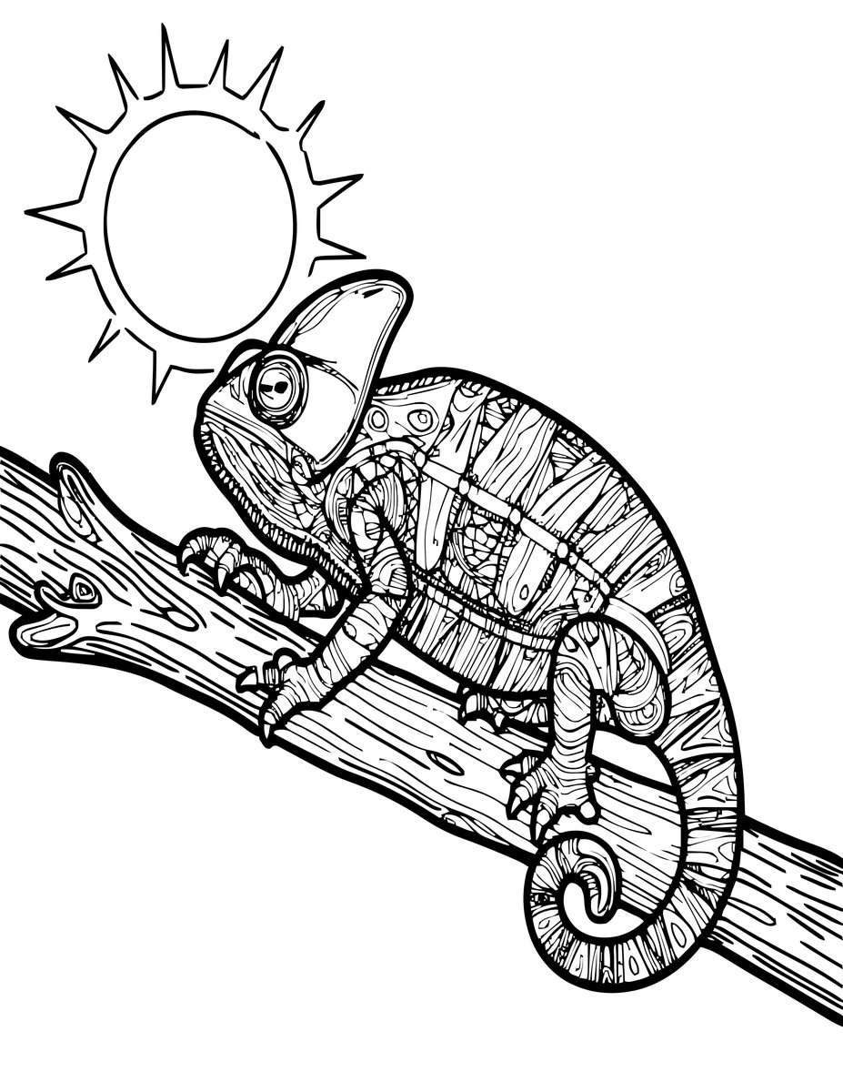 Chameleon and Gecko - free printable coloring page