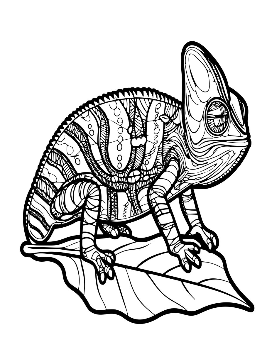 Leaf Chameleon - free printable coloring page