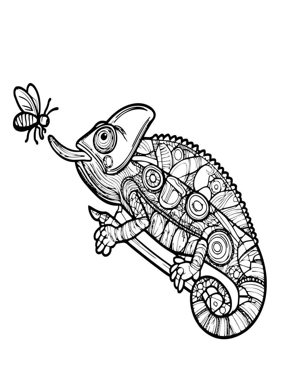 Chameleon Tongue - free printable coloring page