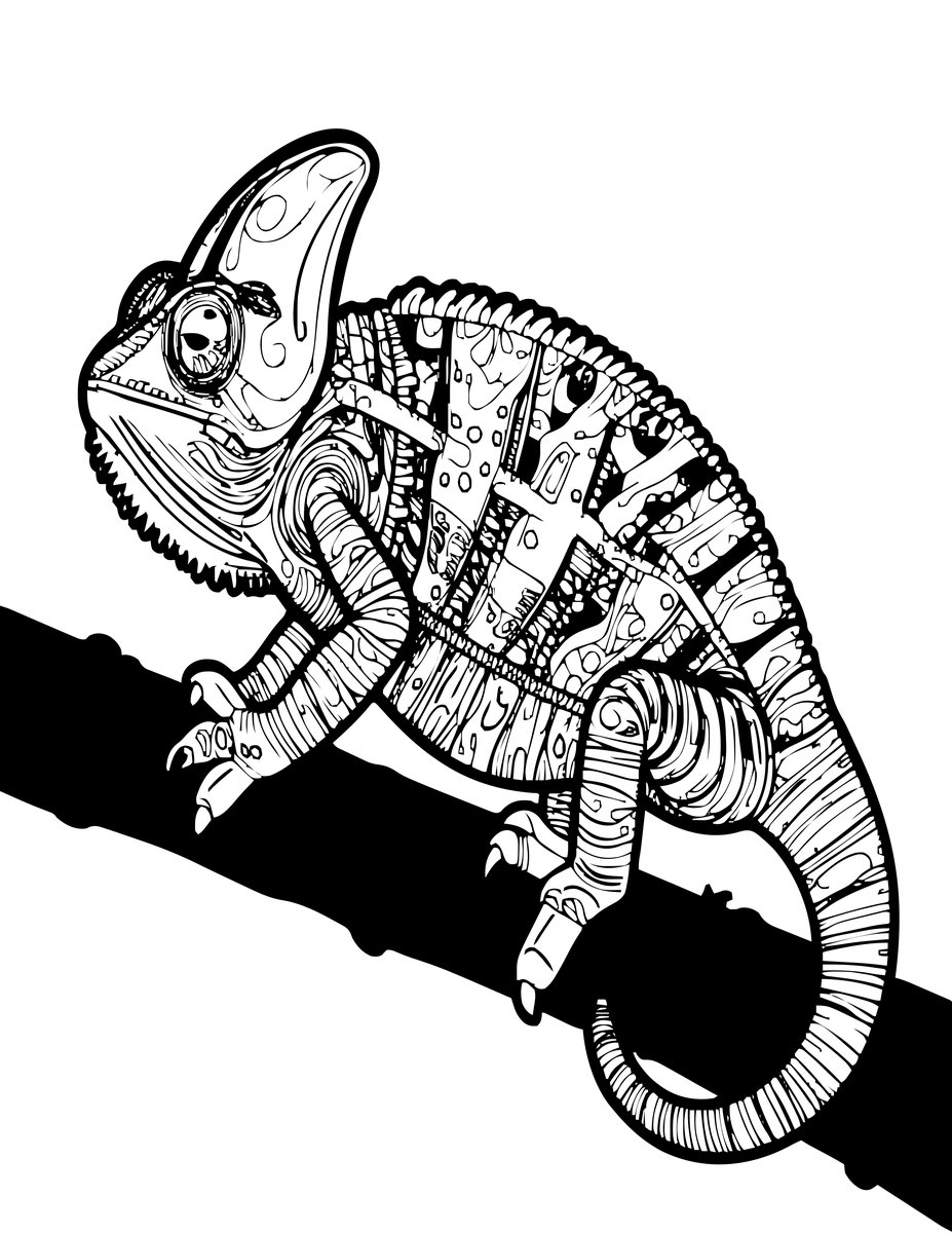 Jackson's Chameleon - free printable coloring page