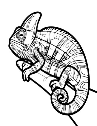 Baby Chameleon - Free printable coloring page