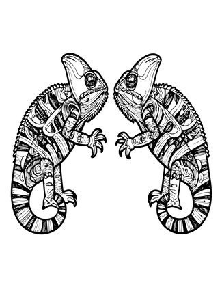 Chameleon Fighting - Free printable coloring page