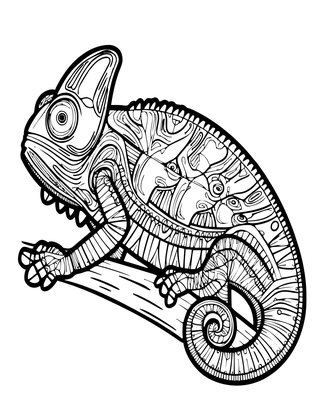 Chameleon Sunbathing - Free printable coloring page