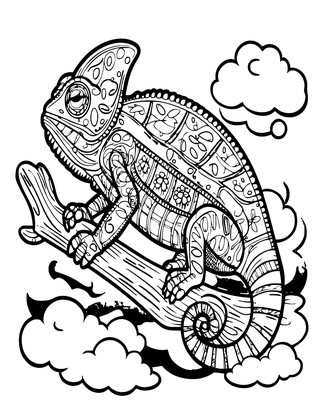 Chameleon and Mist - Free printable coloring page