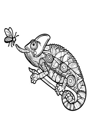 Chameleon Tongue - Free printable coloring page