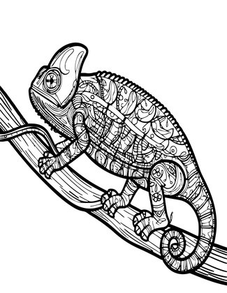 Chameleon Climbing - Free printable coloring page
