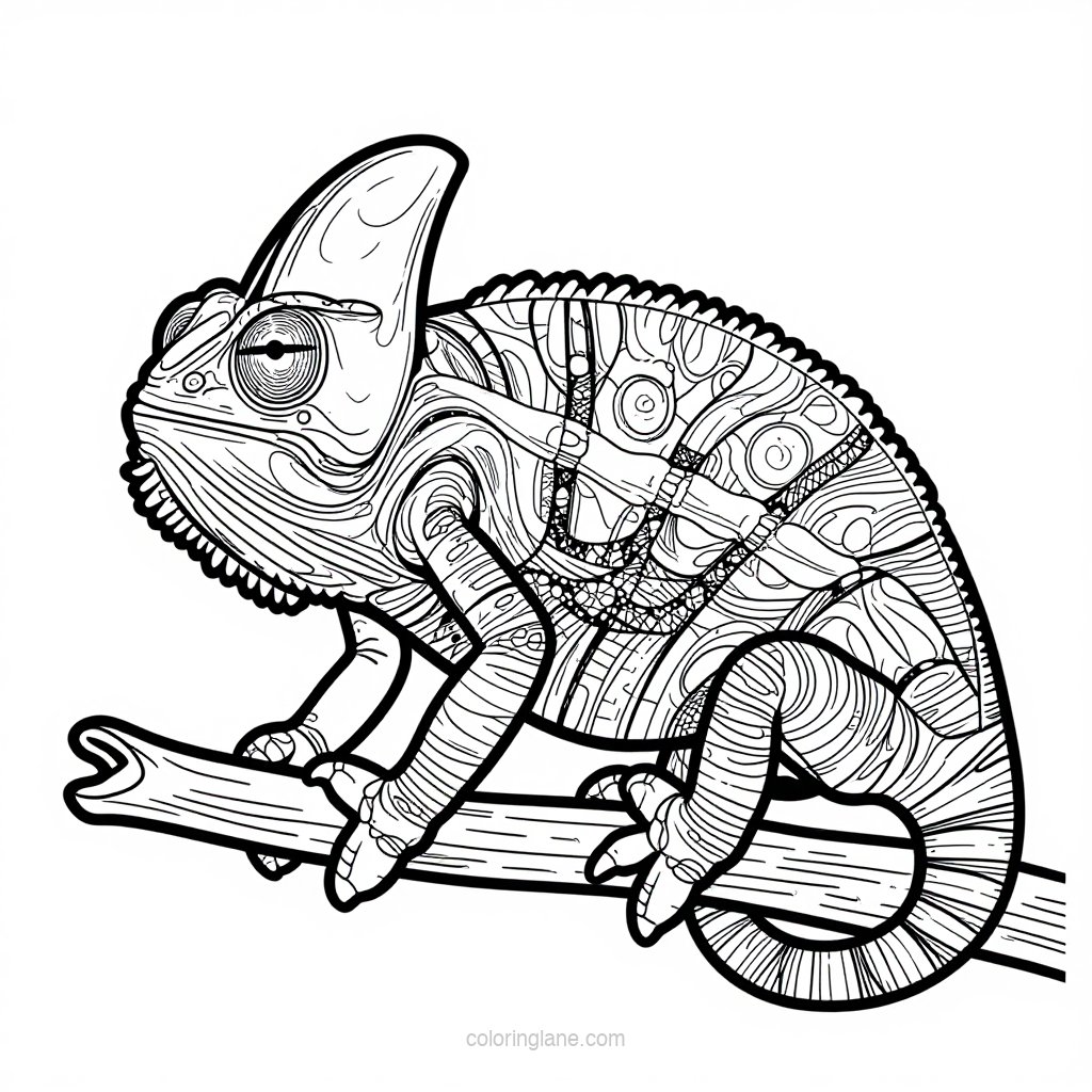 Veiled Chameleon - free printable coloring page