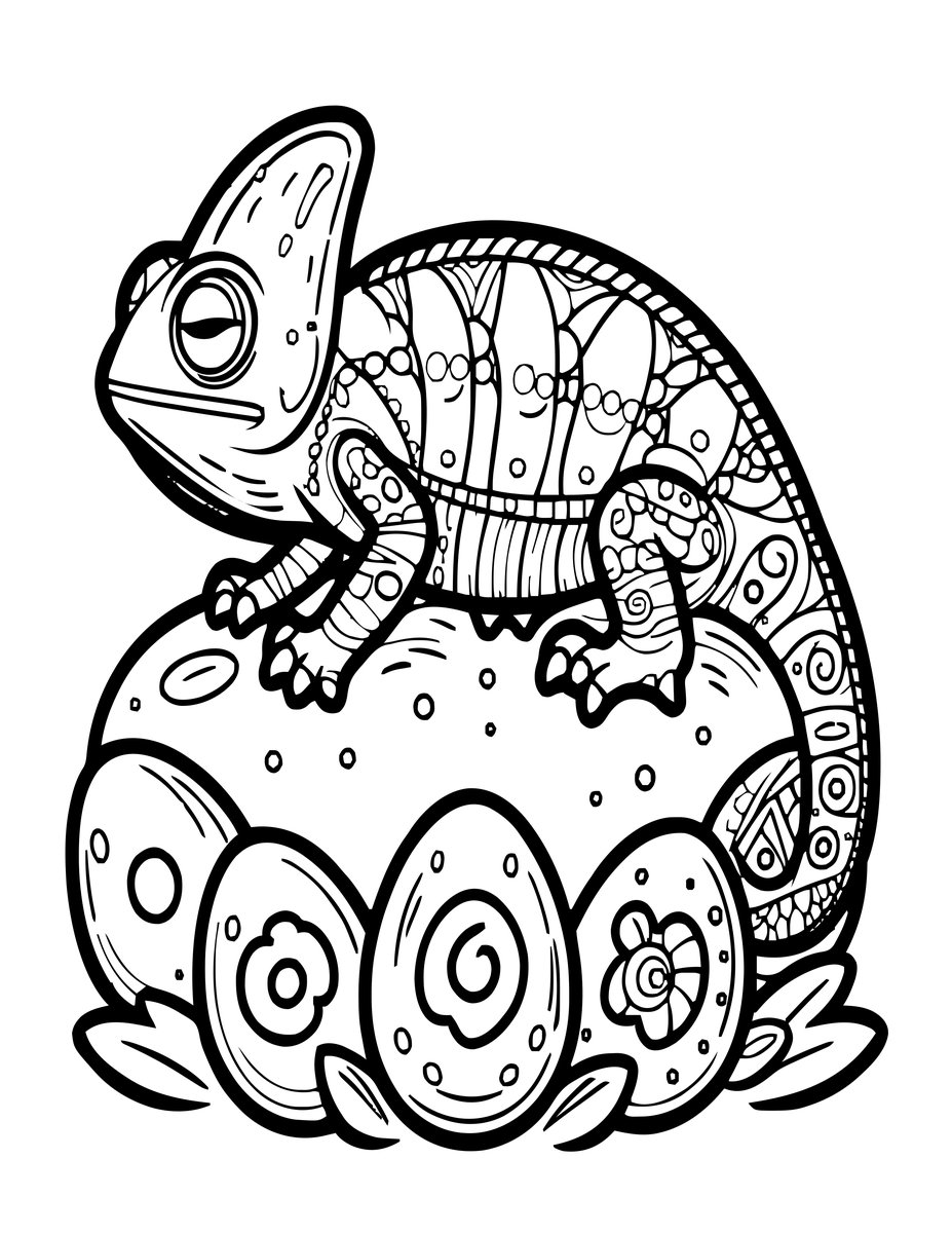 Chameleon Hatchlings - free printable coloring page