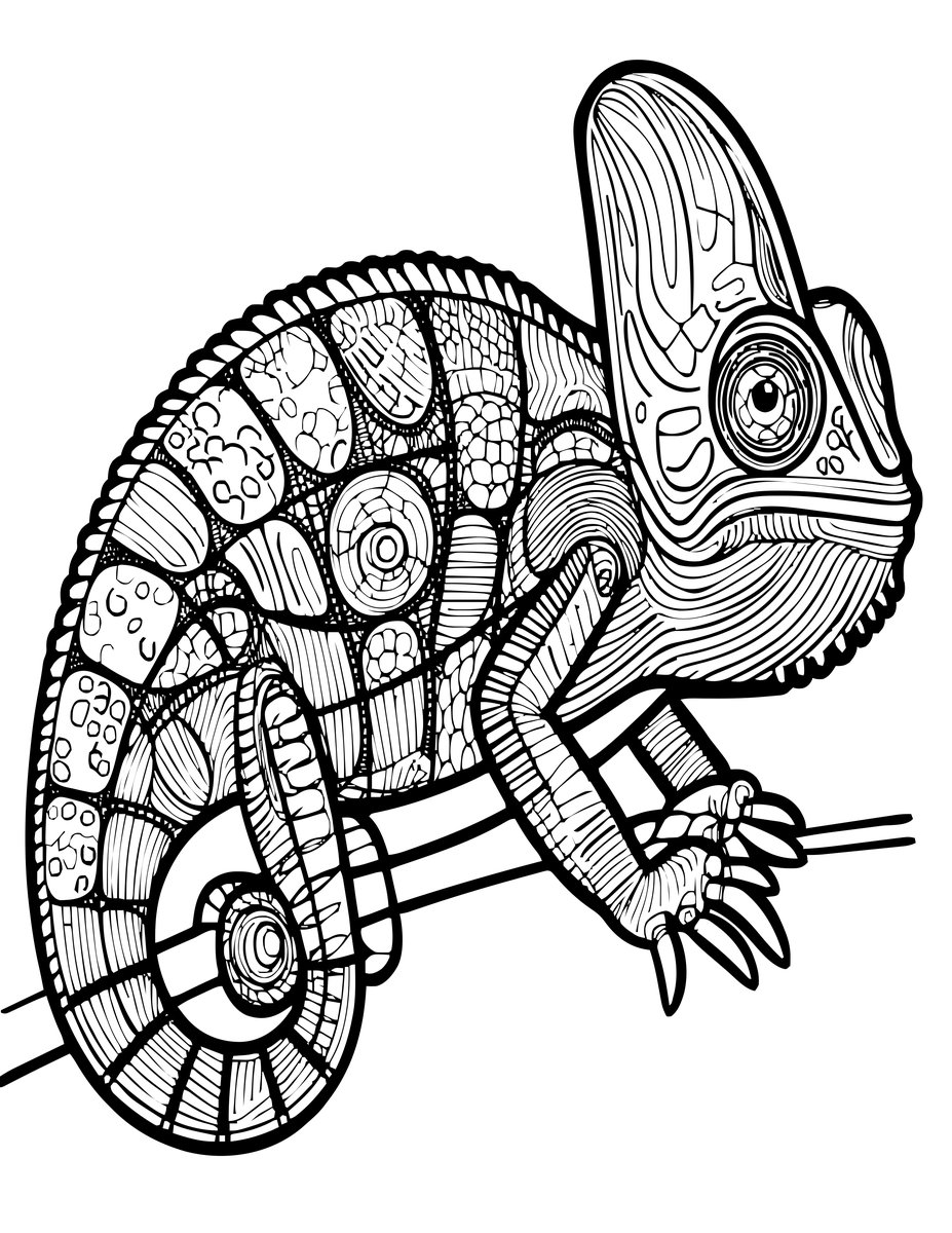 Chameleon Pattern - free printable coloring page