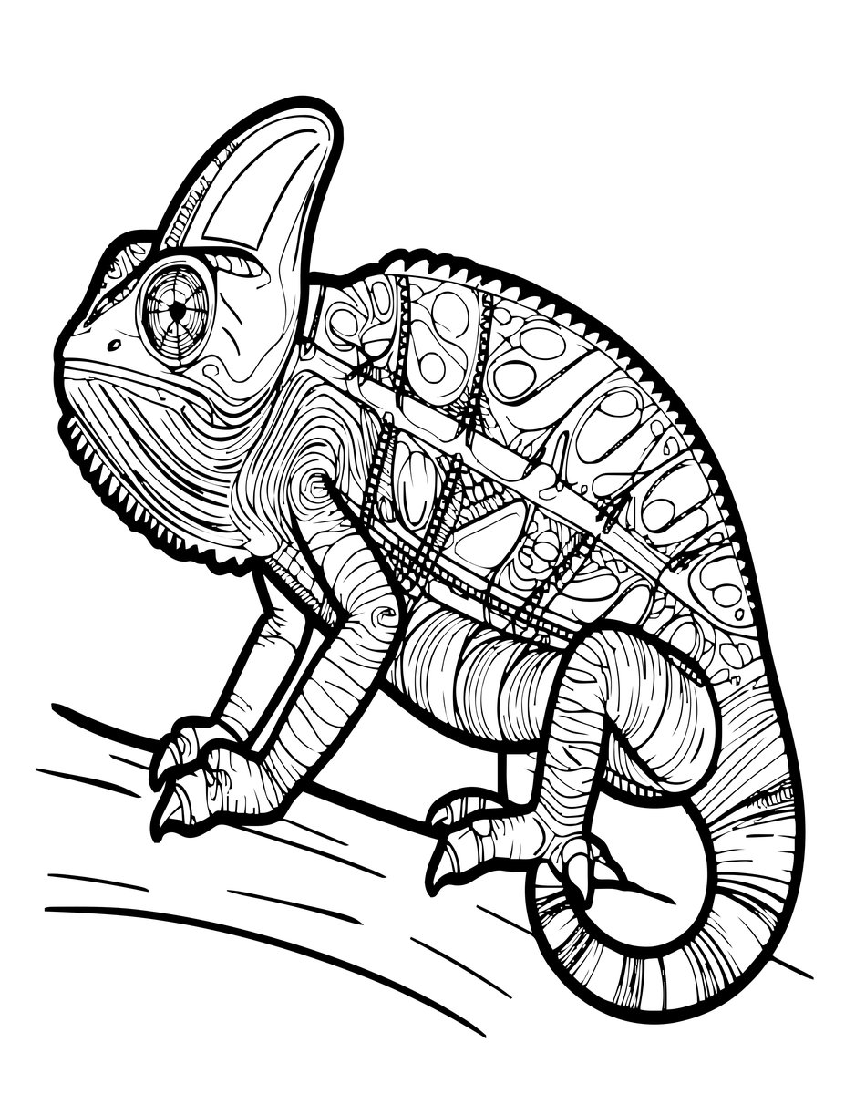 Flap-Necked Chameleon - free printable coloring page