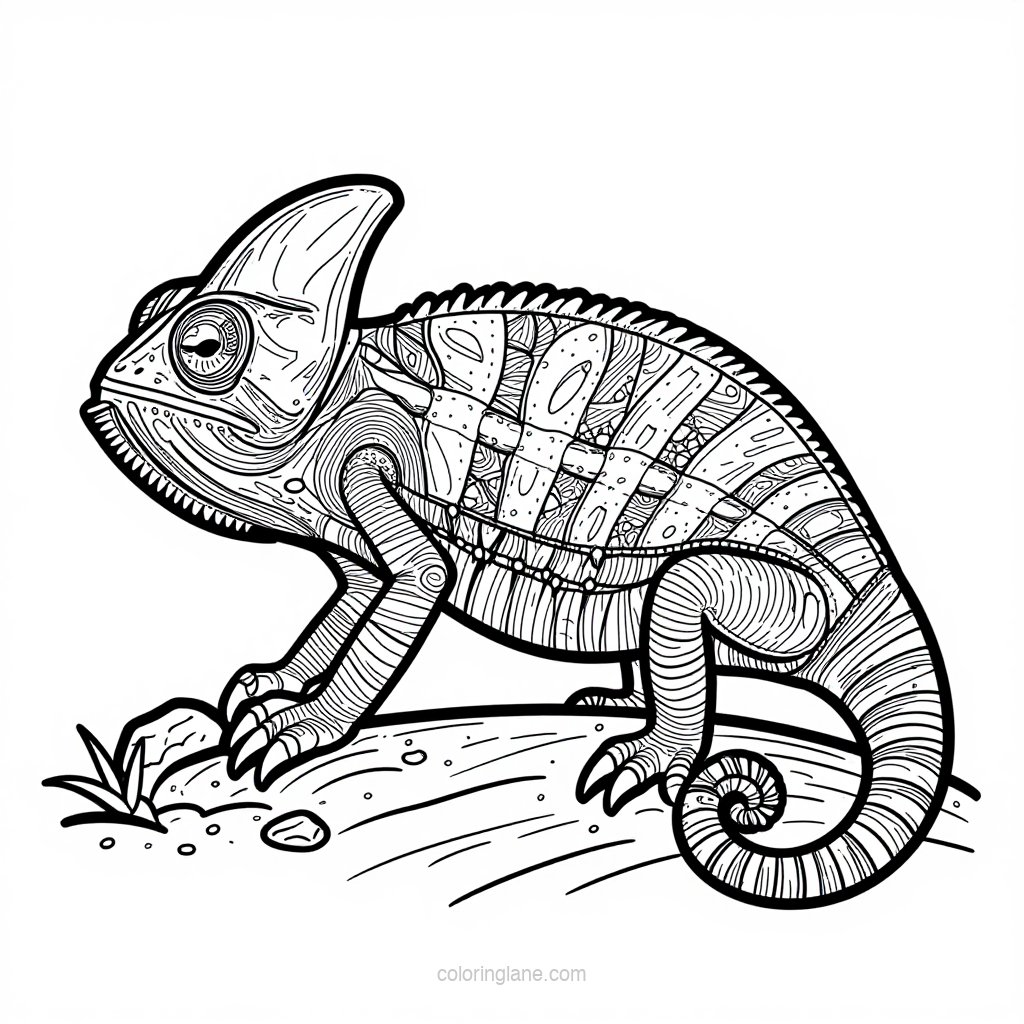 Chameleon Geometric - free printable coloring page