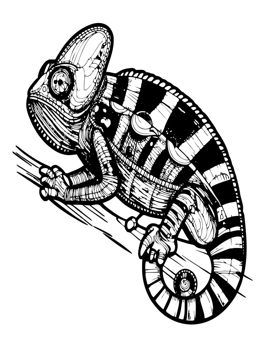 Chameleon Inflated - free printable coloring page