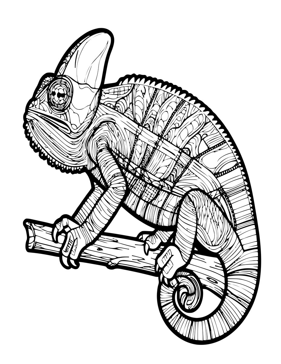 Parson's Chameleon - free printable coloring page