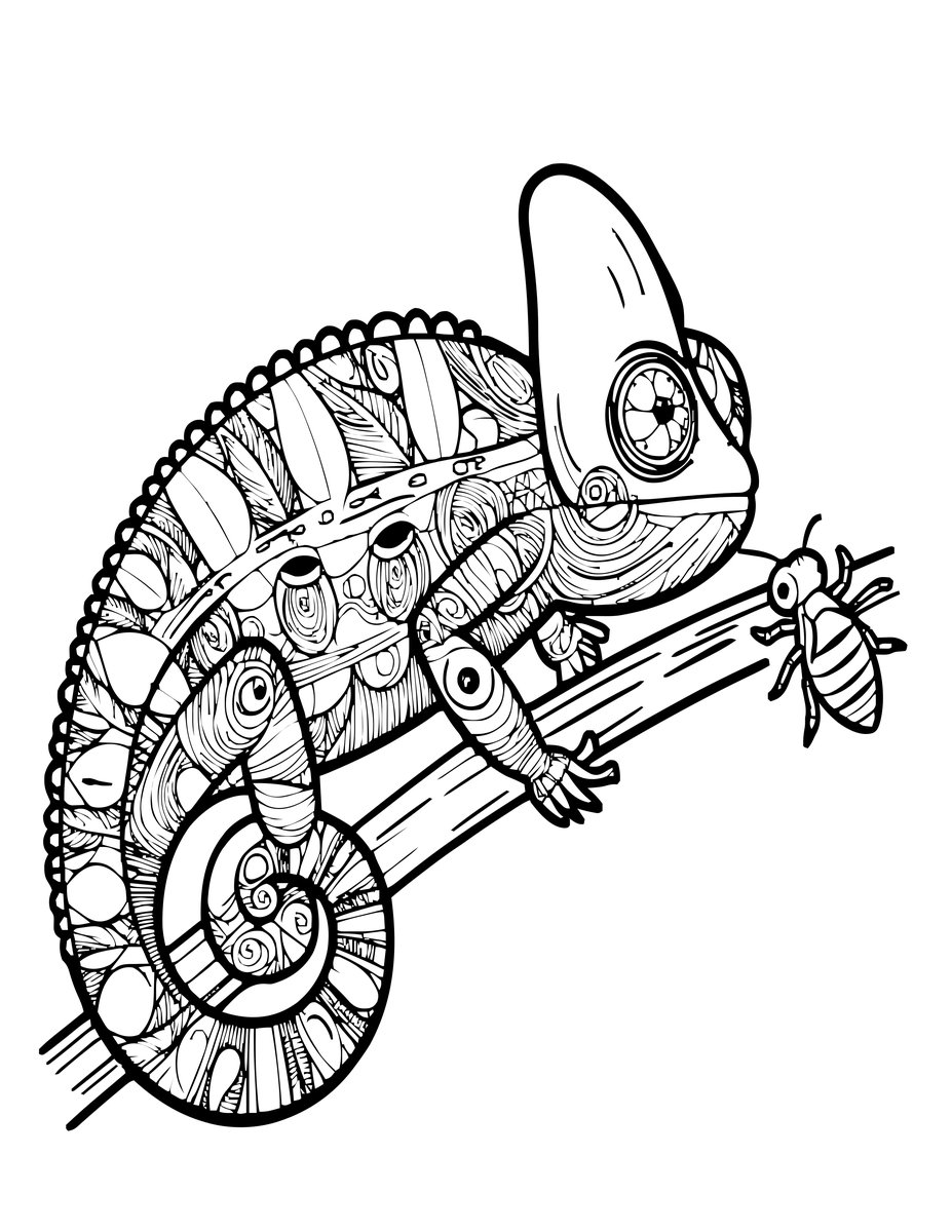 Chameleon Tongue Strike - free printable coloring page