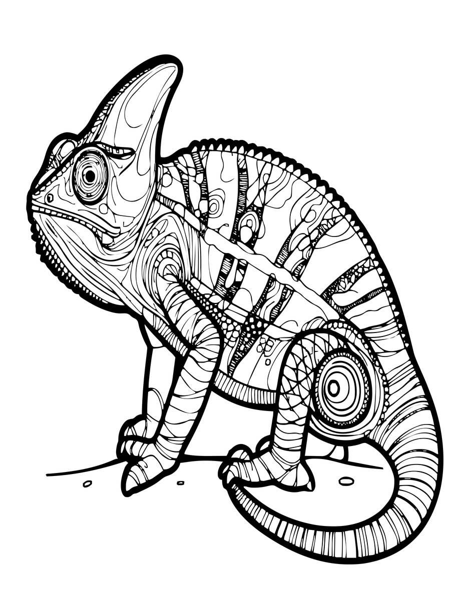Jackson's Chameleon - free printable coloring page