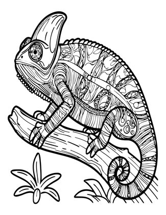 Chameleon in Rainforest - Free printable coloring page