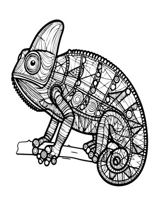 Chameleon Geometric - Free printable coloring page