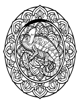 Chameleon Mandala - Free printable coloring page