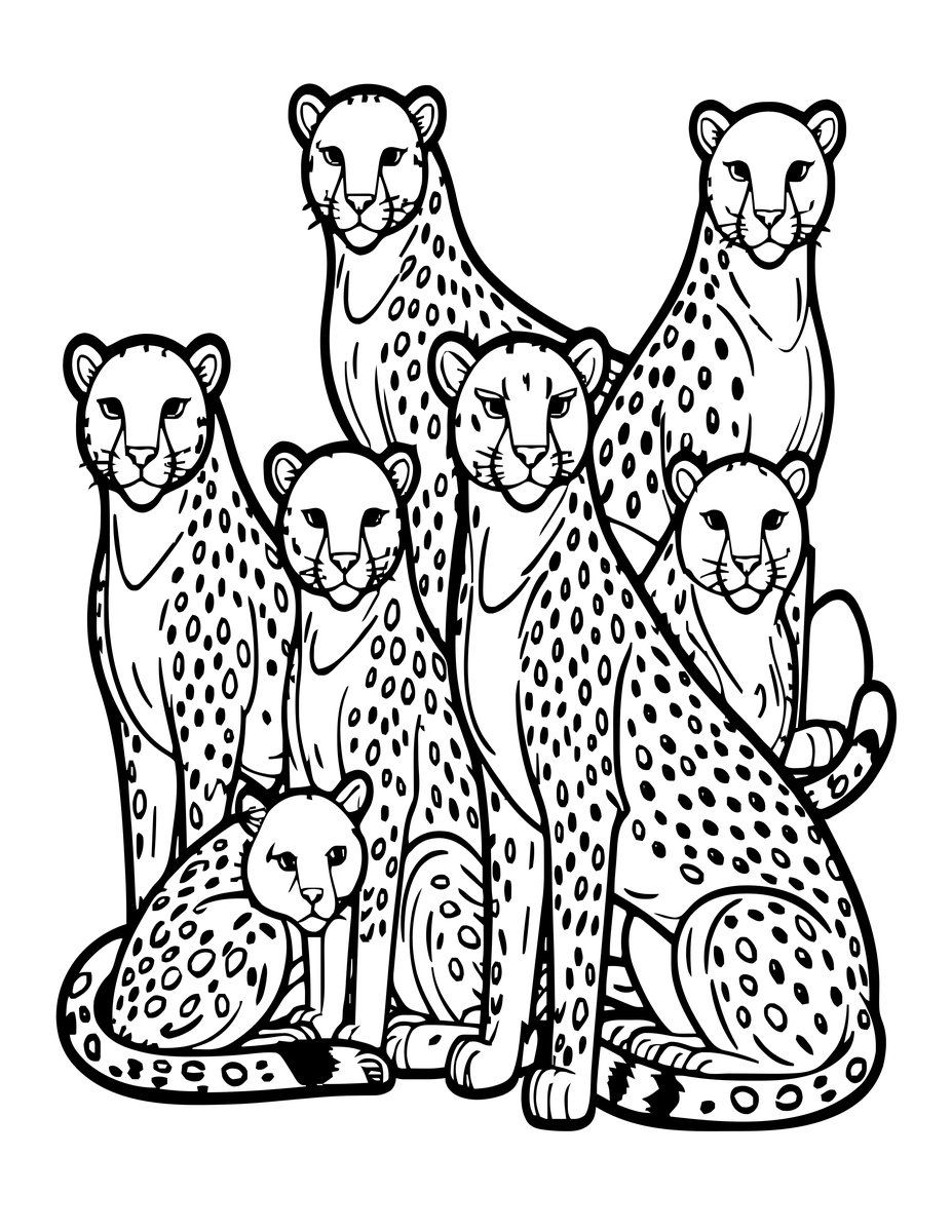 Cheetah Coalition - free printable coloring page