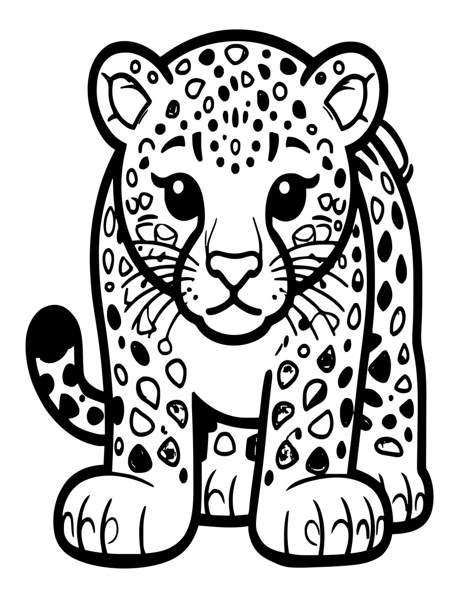 Cheetah Cub Face - free printable coloring page