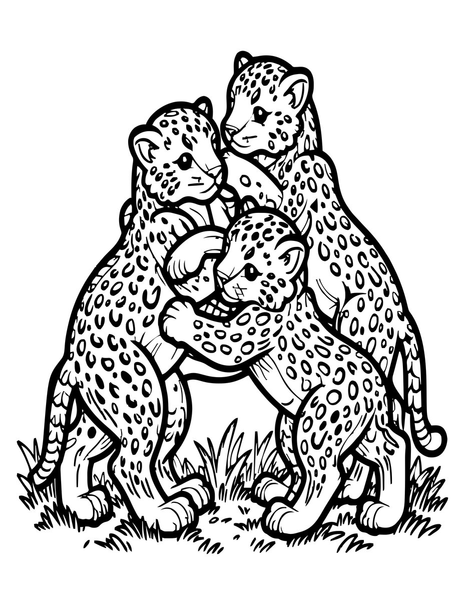 Cheetah Cubs - free printable coloring page