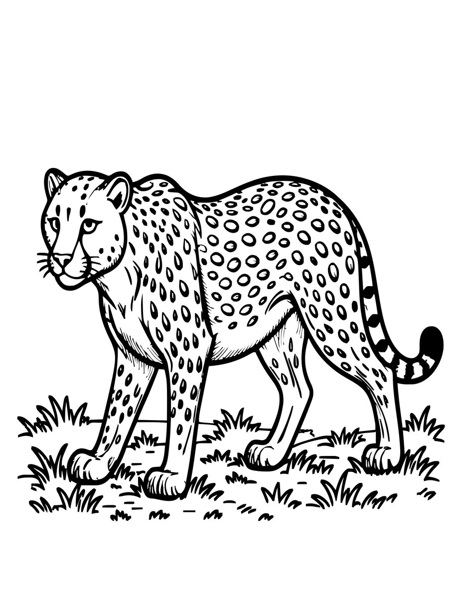 Cheetah Hunt - free printable coloring page
