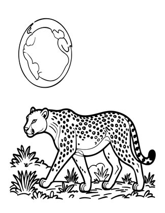 Cheetah at Night - Free printable coloring page