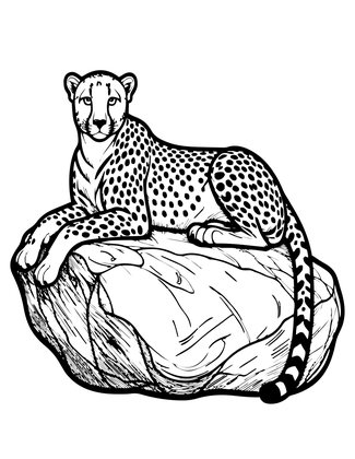 Cheetah on Rock - Free printable coloring page