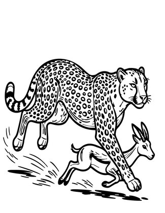 Cheetah and Gazelle - Free printable coloring page