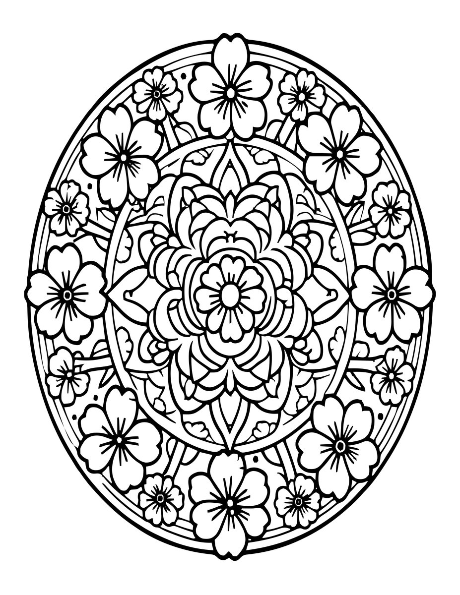 Cherry Blossom Mandala - free printable coloring page
