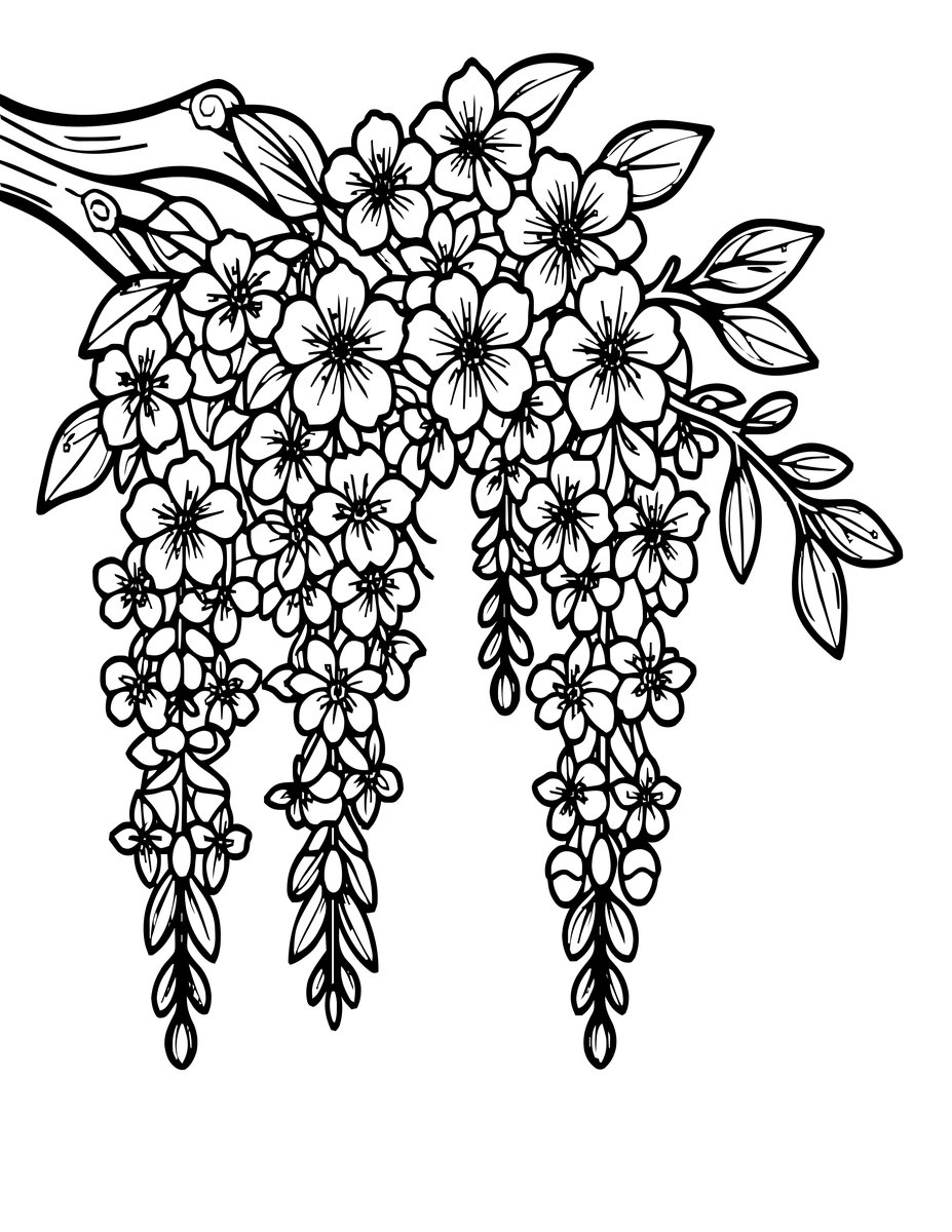 Weeping Cherry - free printable coloring page