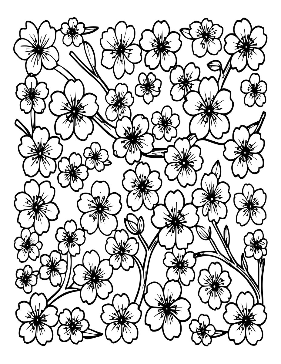 Blossom Pattern - free printable coloring page