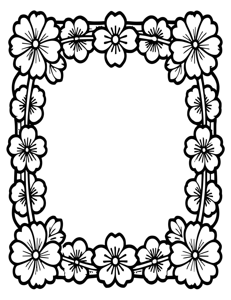 Cherry Blossom Border - free printable coloring page