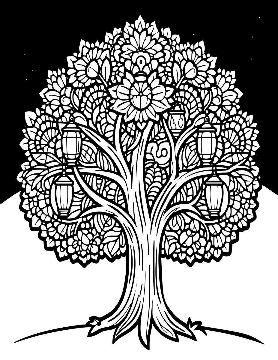 Night Blossom - free printable coloring page