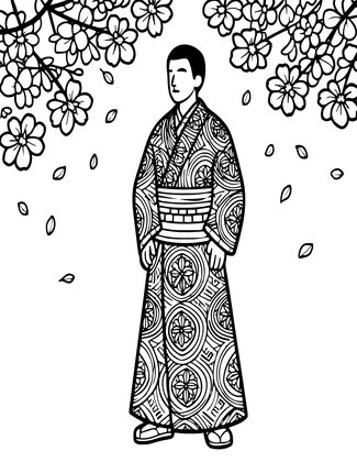 Blossom and Samurai - Free printable coloring page