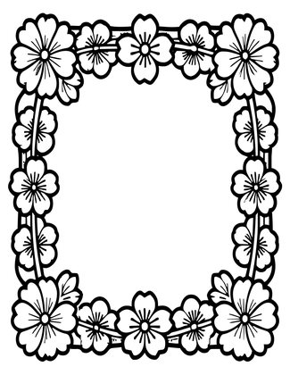Cherry Blossom Border - Free printable coloring page