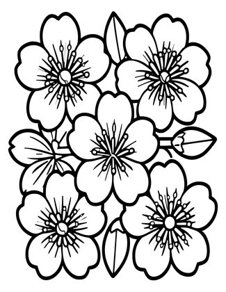 Cherry Blossom Close-Up - Free printable coloring page
