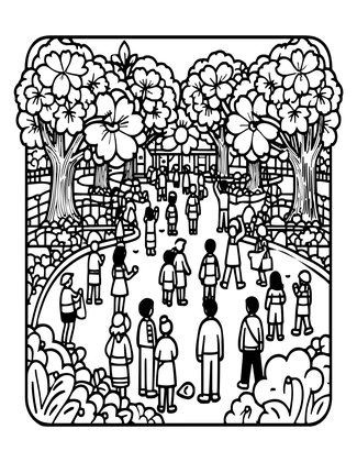 Cherry Blossom Festival - Free printable coloring page