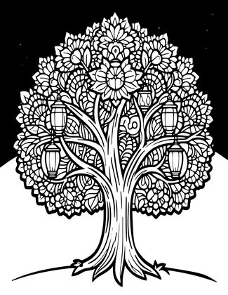Night Blossom - Free printable coloring page
