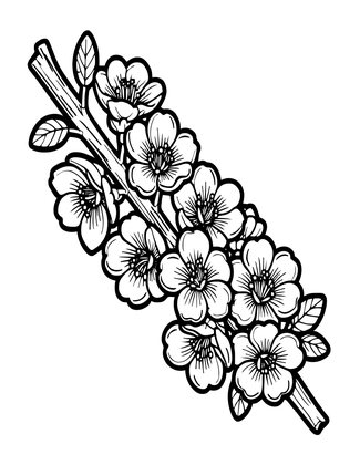 Blossom Branch Close - Free printable coloring page