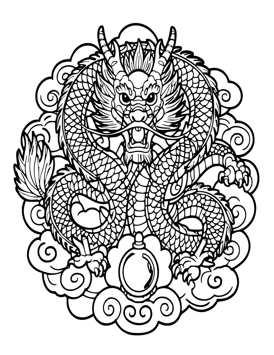 Chinese Dragon - free printable coloring page