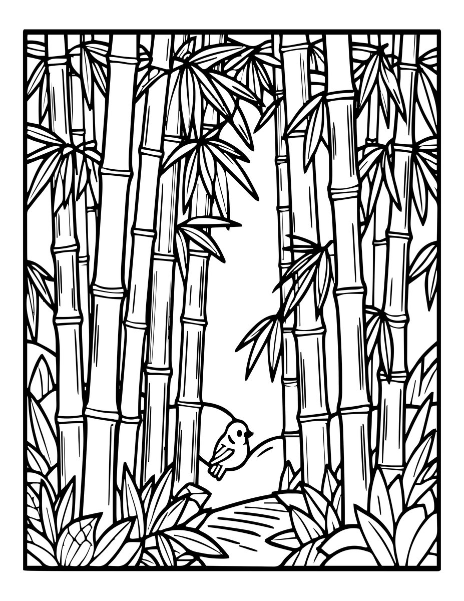 Bamboo Grove - free printable coloring page