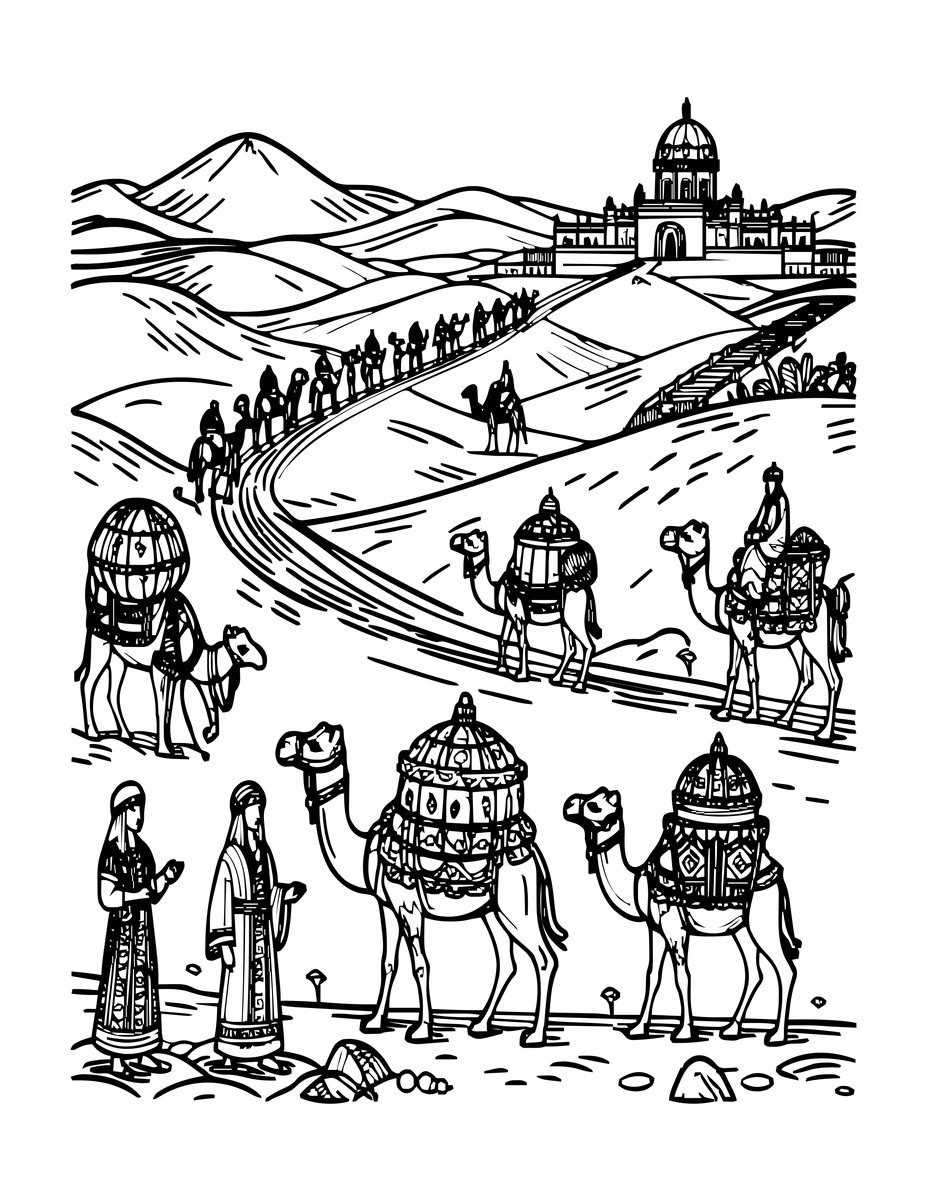 Silk Road - free printable coloring page