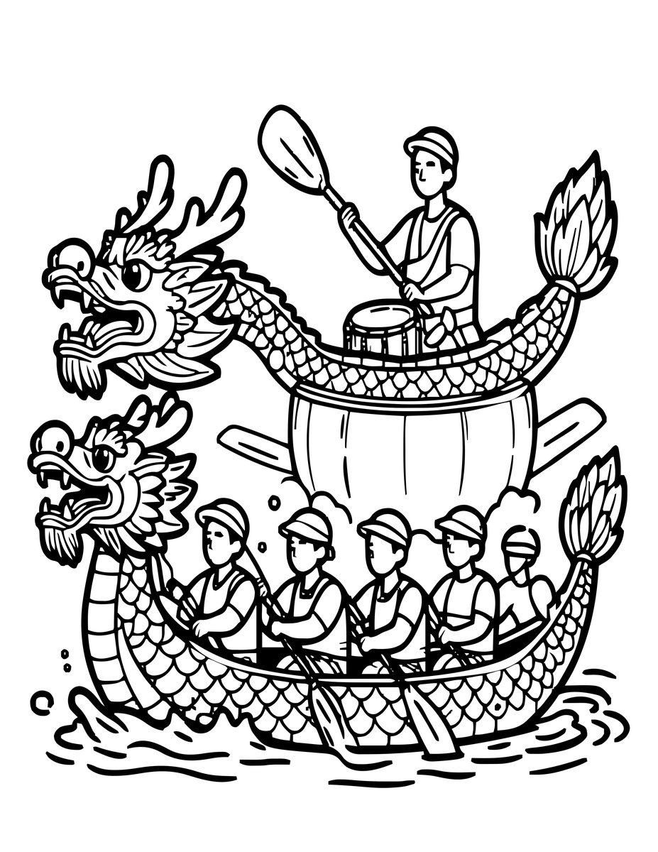 Dragon Boat - free printable coloring page